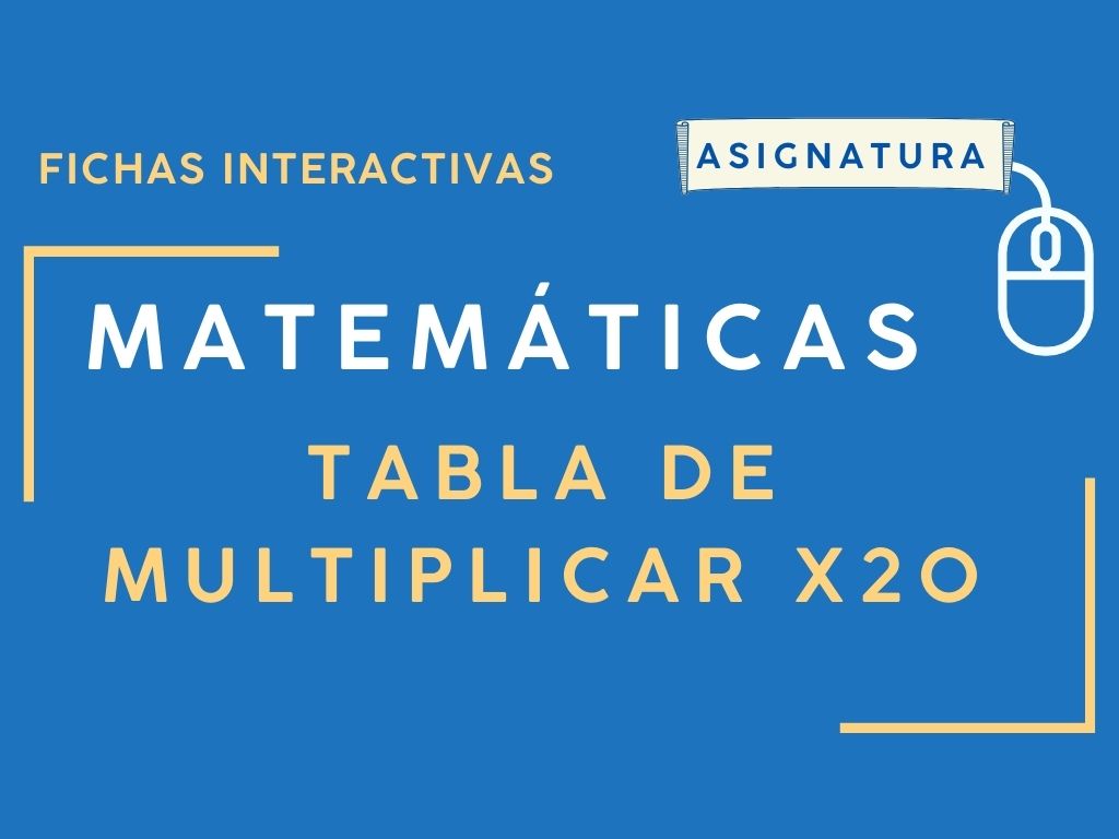 Imagen para artículo sobre Fichas interactivas de tablas de multiplicar del 20.